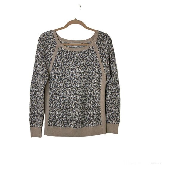 Ann Taylor LOFT Womens‎ Size Small Animal  Print Tan Pullover Sweater Wool Blend - Picture 1 of 7